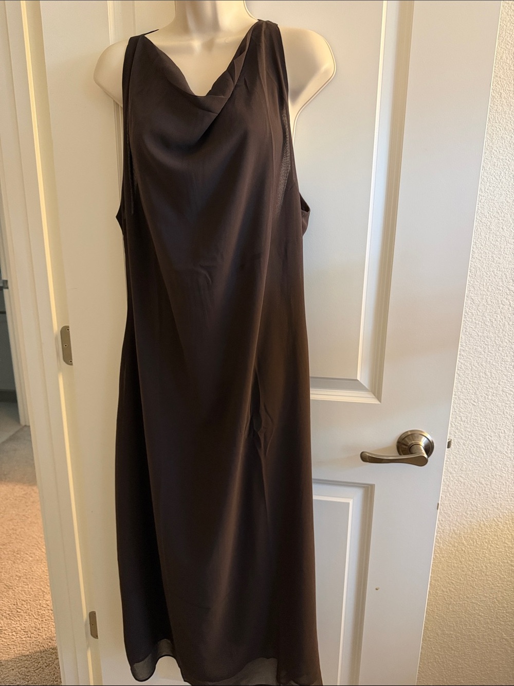 NWT - H&M Chocolate Brown Cowl Neck Sleeveless Maxi Dress - Large
